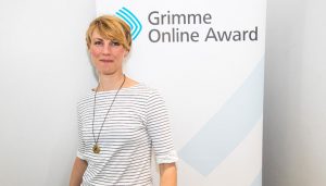 Nora Hespers von "Die Anachronistin" bei der Bekanntgabe der Nominierungen zum Grimme Online Award 2018. Foto: Rainer Keuenhof / Grimme-Institut