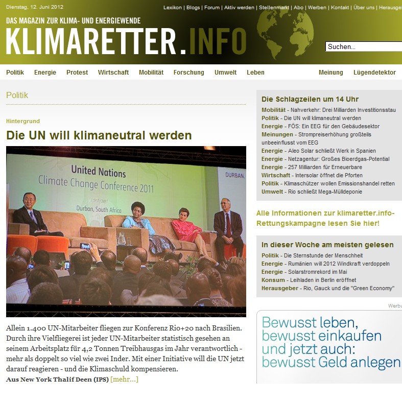 Screenshot: www.klimaretter.info