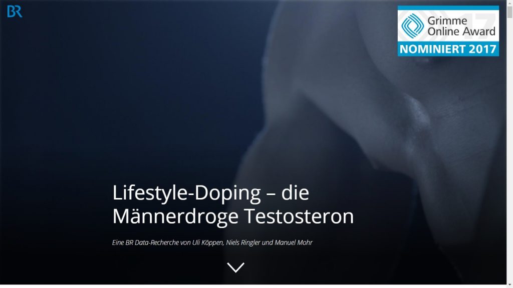 Screenshot: Startbild der Website „Lifestyle-Doping – die Männerdroge Testosteron“