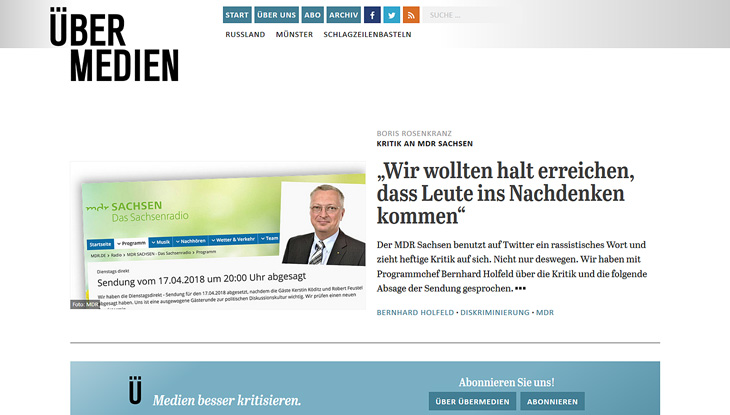 Screenshot: Website "Übermedien"