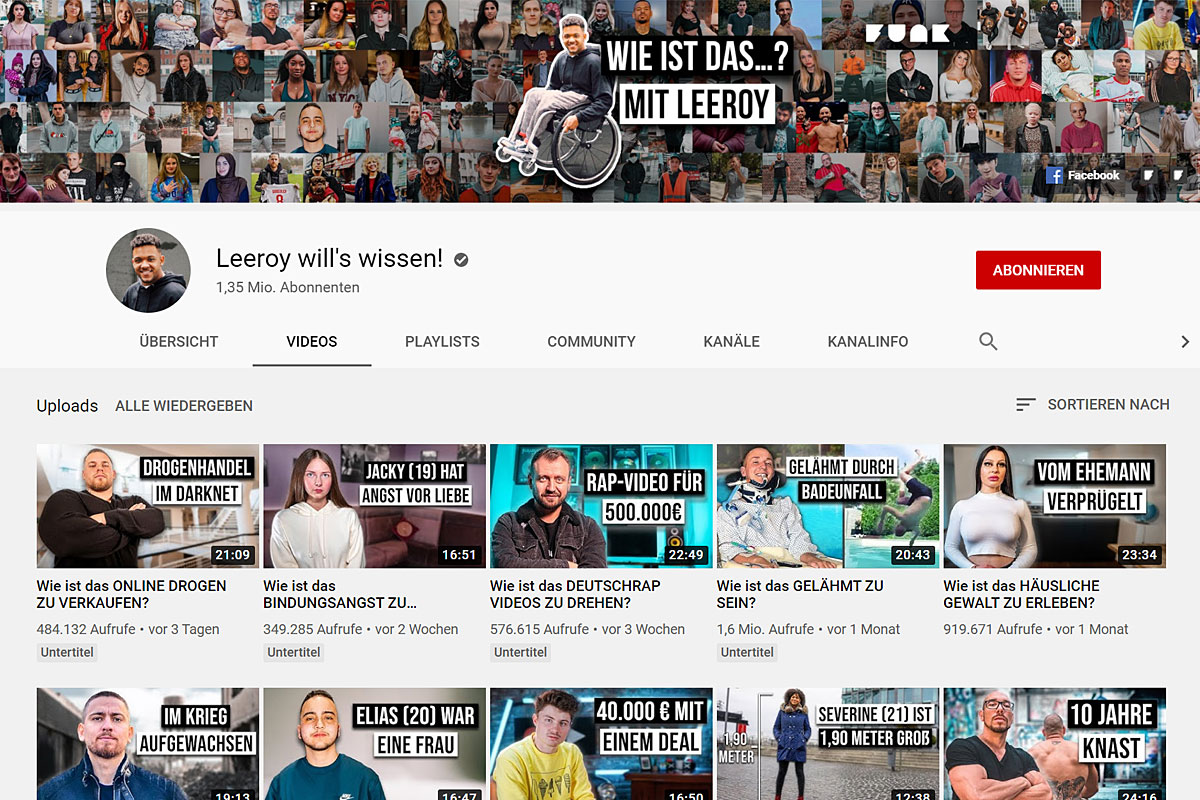 Screenshot YouTube-Kanal "Leeroy will's wissen!"