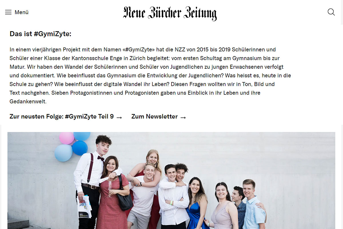 Screenshot "#GymiZyte" von der Neuen Zürcher Zeitung.