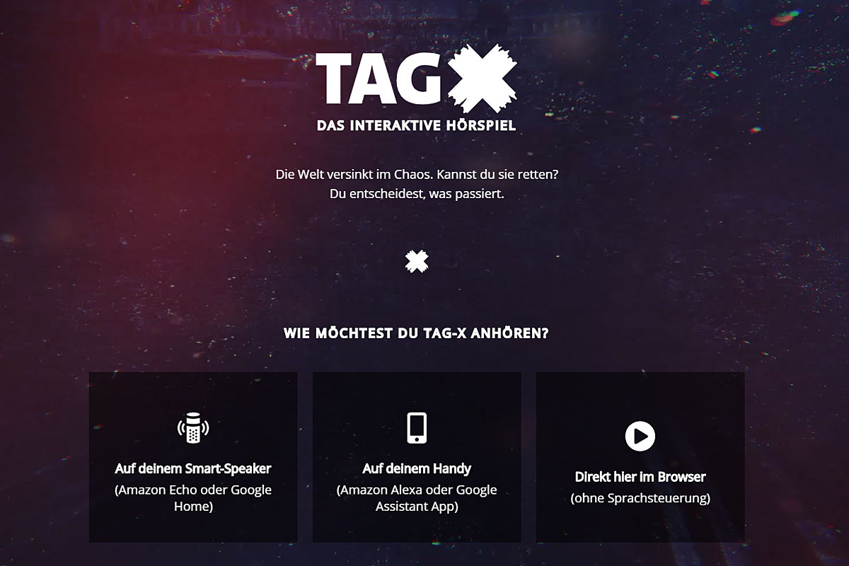 Screenshot des interaktiven Hörspiels "Tag X".