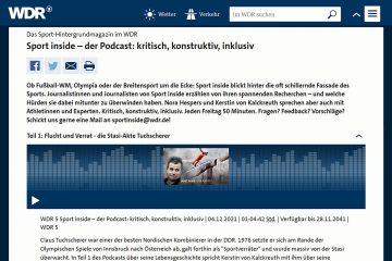 Screenshot der Website von "Sport inside - Der Podcast".