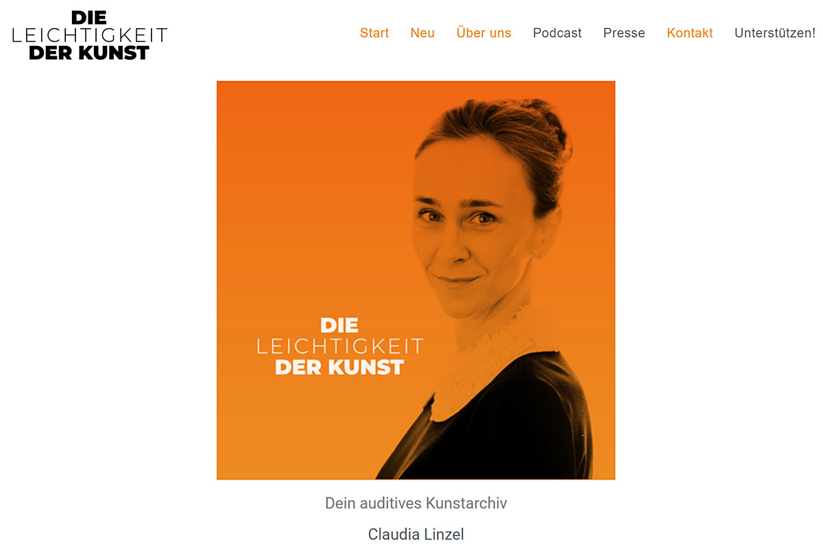 Screenshot der Website zum Podcast "Die Leichtigkeit der Kunst".