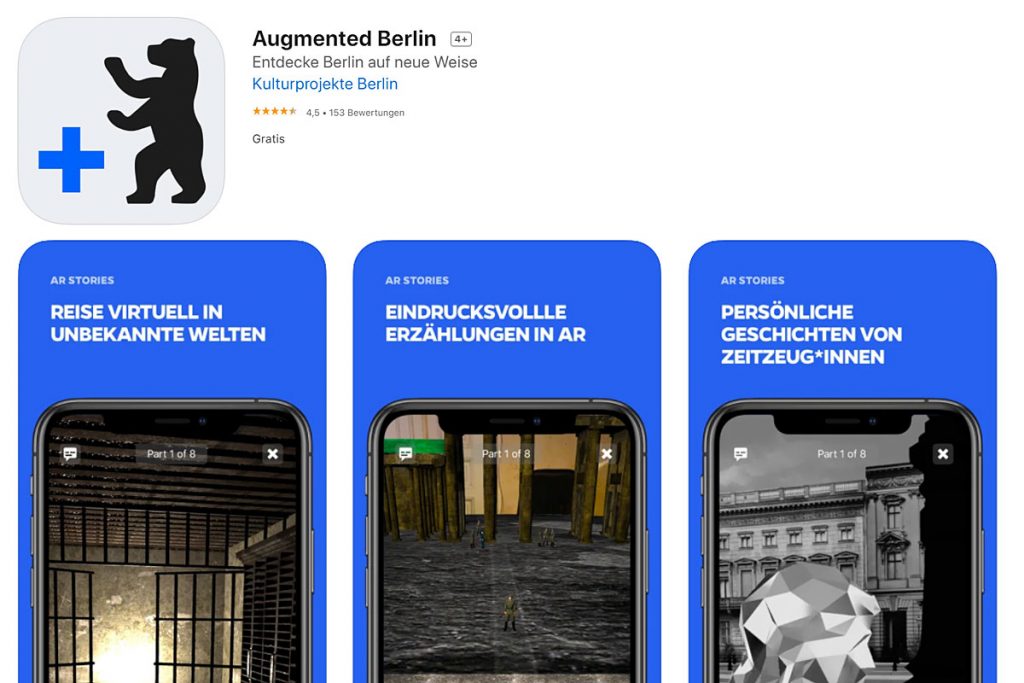 Screenshot der Download-Seite der App "Augmented Berlin".