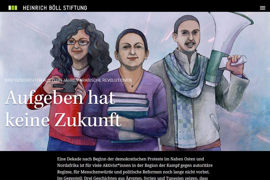 Screenshot der Website "Aufgeben hat keine Zukunft" der Heinrich-Böll-Stiftung.