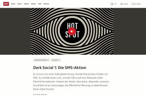 Screenshot des Podcasts "Dark Social" vom Schweizer Radio und Fernsehen SRF.