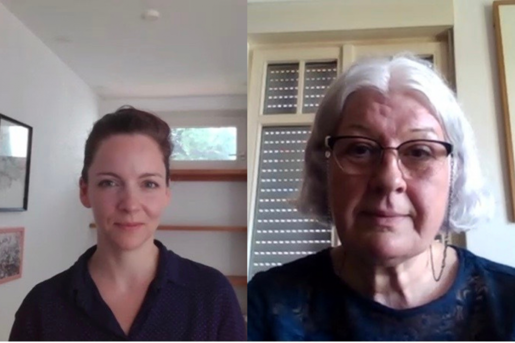Screenshot Zoom-Interview mit Ilona Hoppe (links) und Corinna Höper (rechts).
