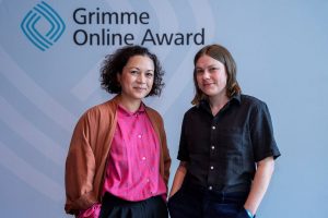 Das Team von "Teurer Wohnen" bei der Bekanntgabe der Nominierungen zum Grimme Online Award 2023, Foto: Foto: Arkadiusz Goniwiecha / Grimme-Institut