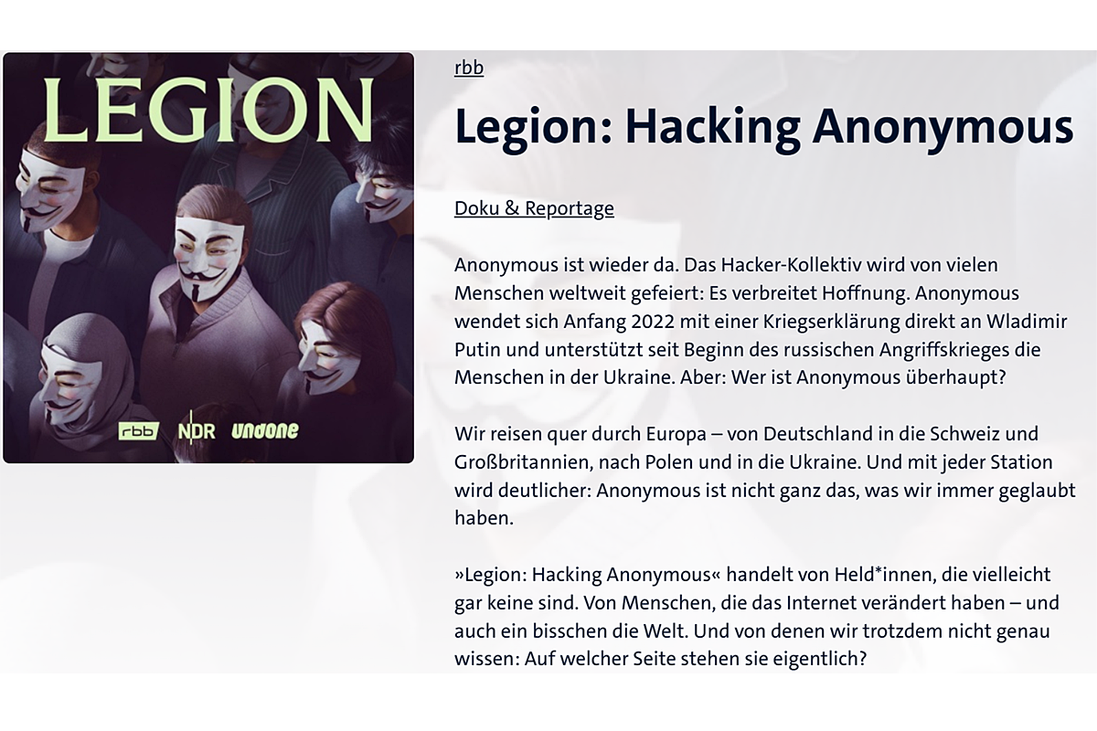 Screenshot "Legion. Hacking Anonymous"