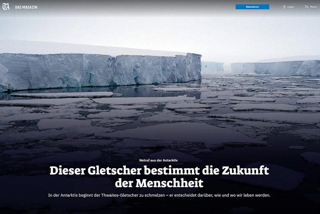 Screenshot des Angebots "Das Ende vom ewigen Eis" vom Magazin des Tagesanzeigers